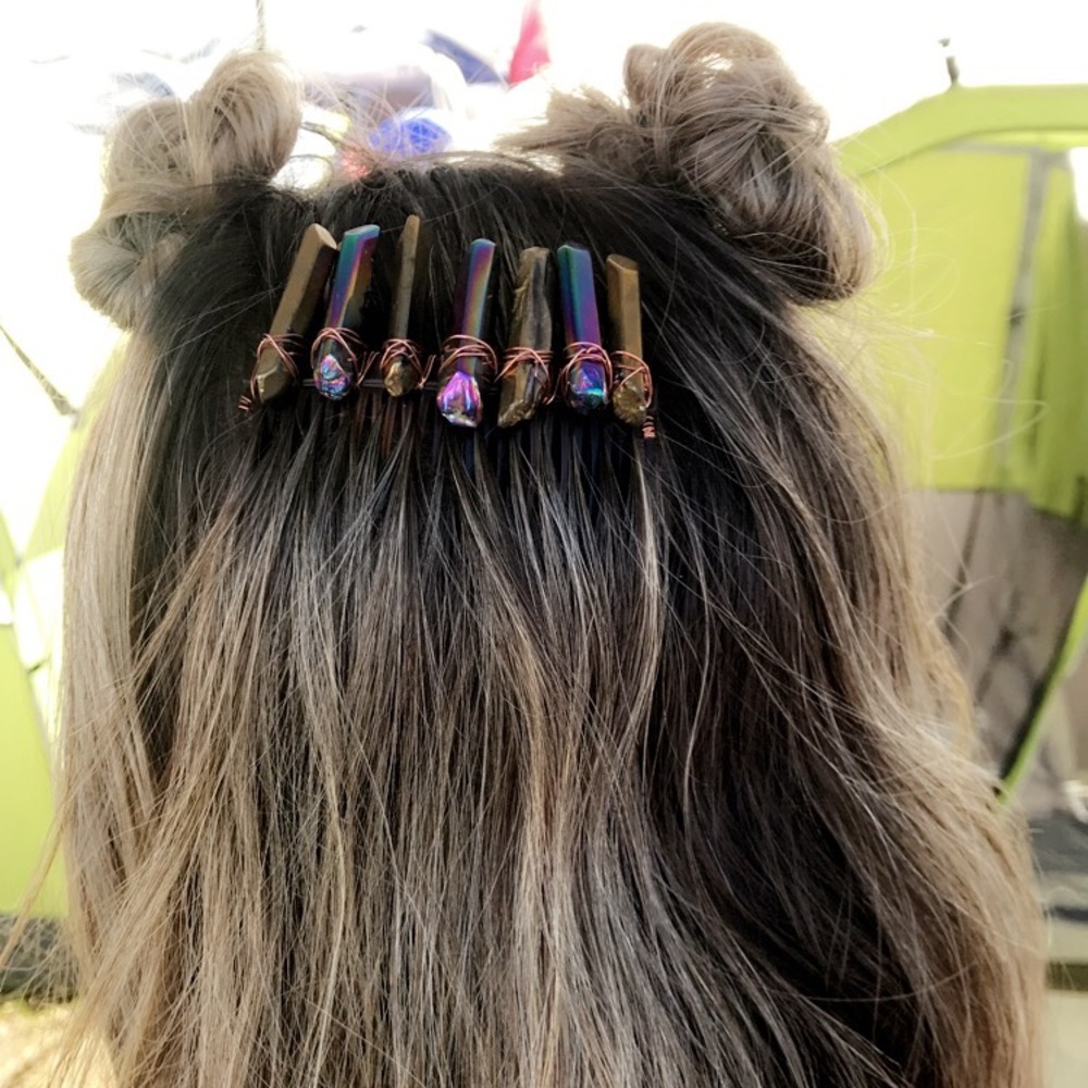💰 Titanium quartz wrapped crystal hair clip